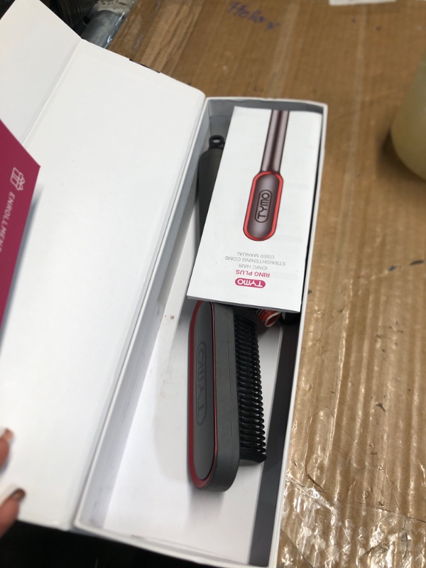 Photo 1 of ***(PARTS ONLY/ MISSING PARTS/ NON FUNCTIONAL)***TYMO Ring Plus Ionic Hair Straightener Brush - Straightening Comb with Negative Ions for Women, Titanium Coating, 9 Temp Settings & LED Display, Dual Voltage, Professional Styling Tools