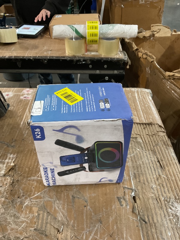 Photo 1 of (MISSING MICROPHONES) Karaoke Machine,Portable Bluetooth Speaker with 2 Wireless Microphone for Adults & Kids with LED Lights, Karaoke Microphone with PA System Supports USB/TF/AUX,Gift for Party (Black)