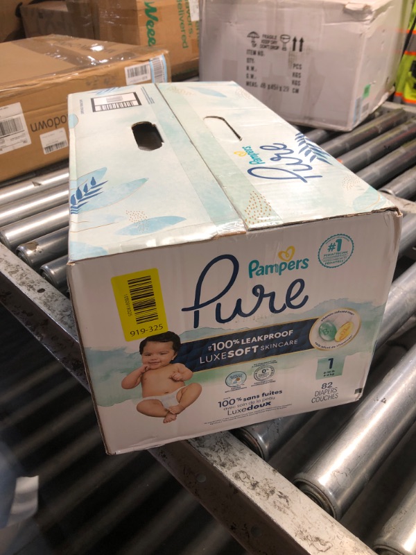 View 2 of ***FACTORY SEALED***Pampers Pure Baby Diapers, Size 1 (8-14 lbs), 82