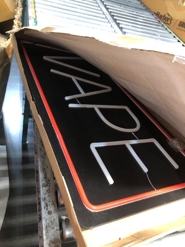 View 2 of ***STOCK PHOTO FOR REFERENCE ONLY*** 30"x15" Extra Large LED VAP Signs for Business, Super Bright Neon SMOKE SHOP Sign with Sturdy Chain, 5 Levels Brightness Adjustable for Store Retail Shop Window Bar Restaurant (White/Red)