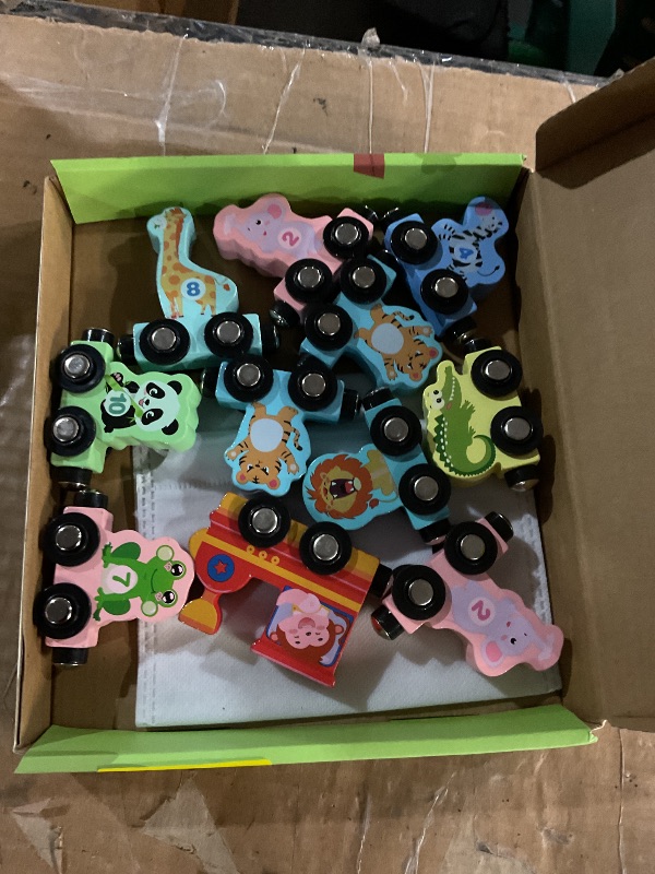 Photo 1 of ***(MISSING A 3 AND IT HAS 2 2S)***11 Pcs Magnetic Train Set Montessori Toys for Toddlers Boys Girls, Wooden Animals Preschool Learning Activities Educational Sensory Toys Stocking Stuffers Birthday Gifts