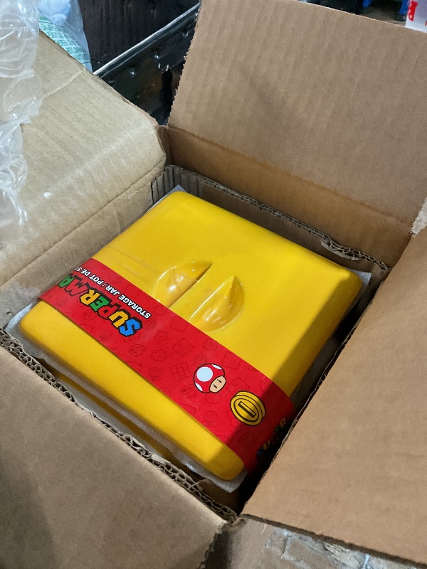 Photo 2 of Pyramid America Super Mario Bros Question Mark Block Ceramic Storage Jar - Super Mario Bros Storage Decoration, Store Your Favorite Treats or Collectibles