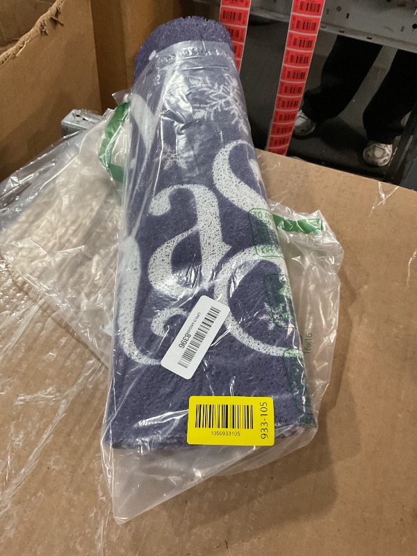 Photo 1 of *USED*Jvpke Navy Blue Merry Christmas Snowflake Welcome Outdoor Mat for Front Door Porch, Bath Decor Mat, 17x30 Inch