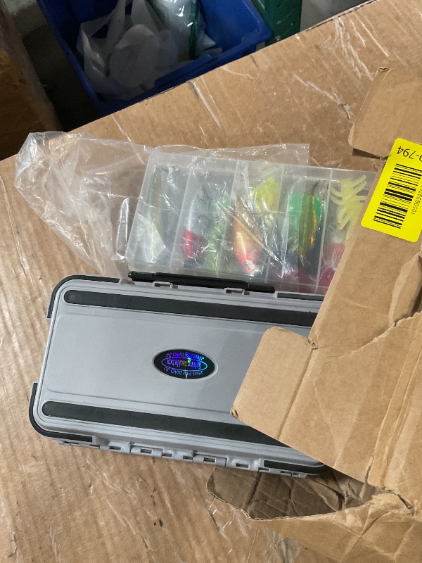 Photo 1 of ** missing most of the pieces*
** only comes with the fish hooks and buckle box**
 Sosation 482 Pcs Gifts for Men Christmas Fishing Gear Equipment Sling Tackle Bag Lightweight Fishing Backpack Tackle Box with Tackles Included Fish Hook Remover Tool Lures 