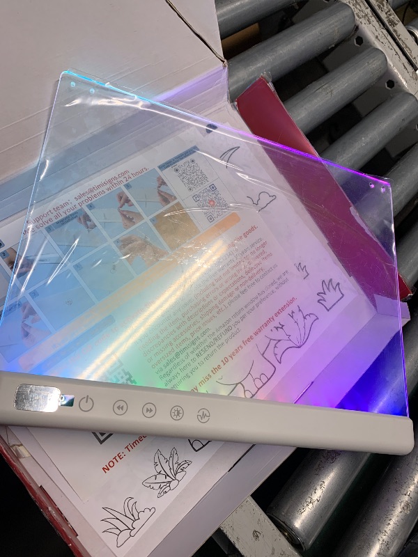 Photo 1 of **LOTS OF SCRATCHES ON BOARD** Lumiboard Led Drawing Board with 13 Light Effects, 13.7"x10" Rechargeable Glow Doodle LED Note Board with Colors, Neon Light Up Drawing Tablet Gifts for Kids for Christmas Birthday Gifts Presents