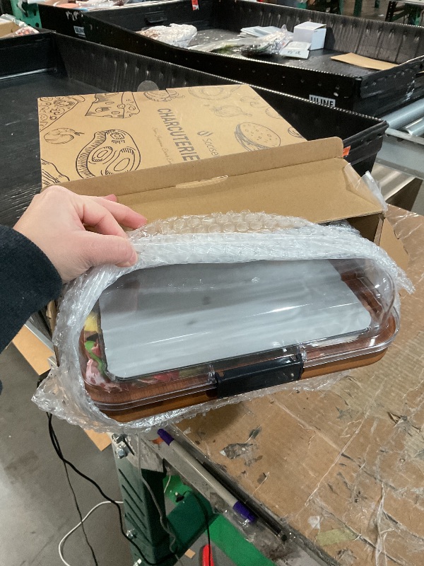 Photo 1 of (broken lid)(sold for parts) Charcuterie Board with Lid, 2-in-1 Bamboo Cheese & Cutting Board with Engraved Guide