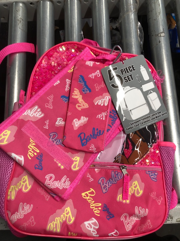Photo 1 of Barbie 5-Piece 16" Backpack set featuring Barbie and Friends.