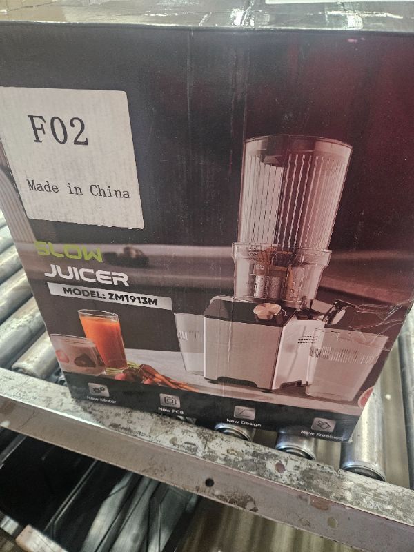 Photo 1 of **LID MUST BE OPEN WHEN ASSEMBLING TO FUNCTION** WHUTO Cold Press Juicer, Wide Feed Chute Juicer Machines, Stainless Steel Slow Masticating Juicers Easy to Clean, Vegetables & Fruits Juice Extractor, High Juice Yield, Silver Color Knob