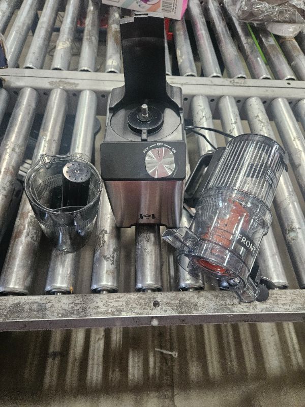 Photo 1 of **LID MUST BE OPEN WHEN ASSEMBLING TO FUNCTION** WHUTO Cold Press Juicer, Wide Feed Chute Juicer Machines, Stainless Steel Slow Masticating Juicers Easy to Clean, Vegetables & Fruits Juice Extractor, High Juice Yield, Silver Color Knob