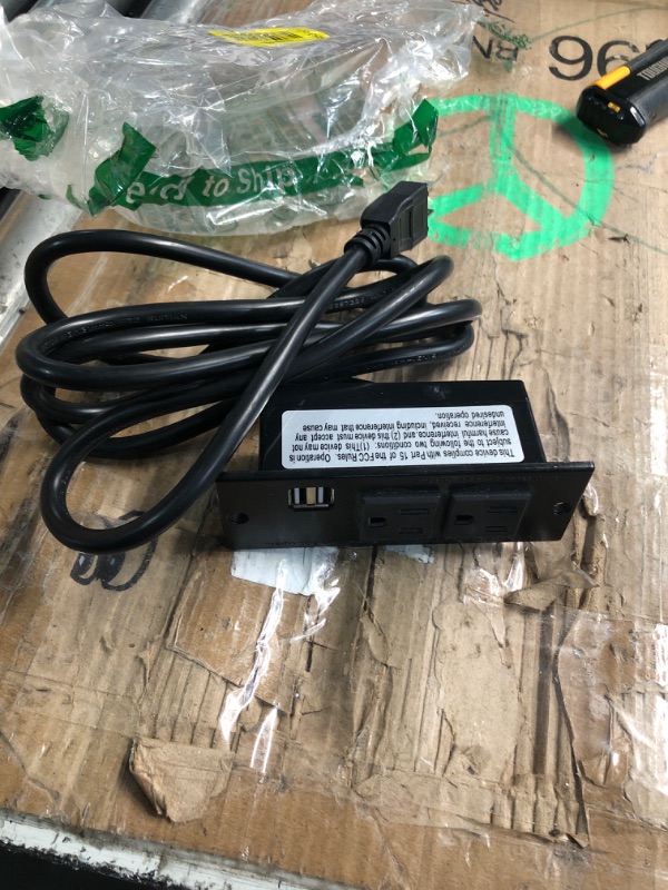 Photo 1 of ***(STOCK PHOTO FOR REFERENCE ONLY/ ITEM IS NOT THE SAME)*** Recessed Power Strip with 30W USB C,Ultra Thin Flat Plug Power Strip,2 Outlets 4 USB Ports,Furniture Flush Mount Desk Outlet,Recessed Outlet for Side Table/Sofa Table,6ft Cord (Black)
