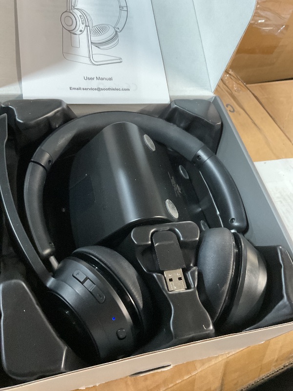 Photo 1 of (Upgraded Version) Wireless Headset, Bluetooth Headset with Noise Cancelling Microphone, Best Headphones with Mic Mute & USB Dongle for PC/Computer/Laptop/Cell Phones/Remote Work/Call Center