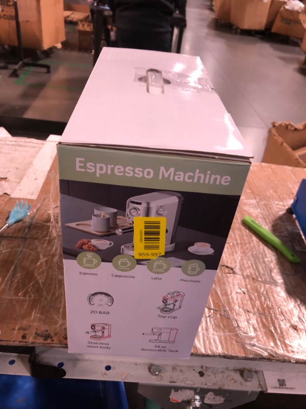 Photo 1 of ANYCOLD Espresso Machine 20 Bar, Compact Espresso Maker, Stainless Steel Expresso Coffee Machines with Steam Milk Frother & 34oz Removable Water Tank for Home Latte, Cappuccino, Silver