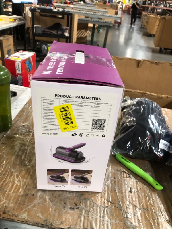 Photo 1 of ***no charger***PATO Mattress Vacuum Cleaner, Wireless Handheld Bed Vacuum Cleaner With UV-C Light, HEPA Filter and Ultrasonic Vibration, 12KPa, Suitable for Beds, Sofas, Car Seats, Carpets (Purple;)
