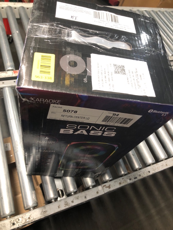 Photo 1 of ***(MAJOR DAMAGE/ SEE NOTES FOR DETAILS)***OKKO Sonic Bass V4 Portable Bluetooth Speaker – Wireless Party Speaker with Deep Bass, Karaoke Speaker with Microphone Port, LED Lights, Outdoor Portable Rechargeable Speaker