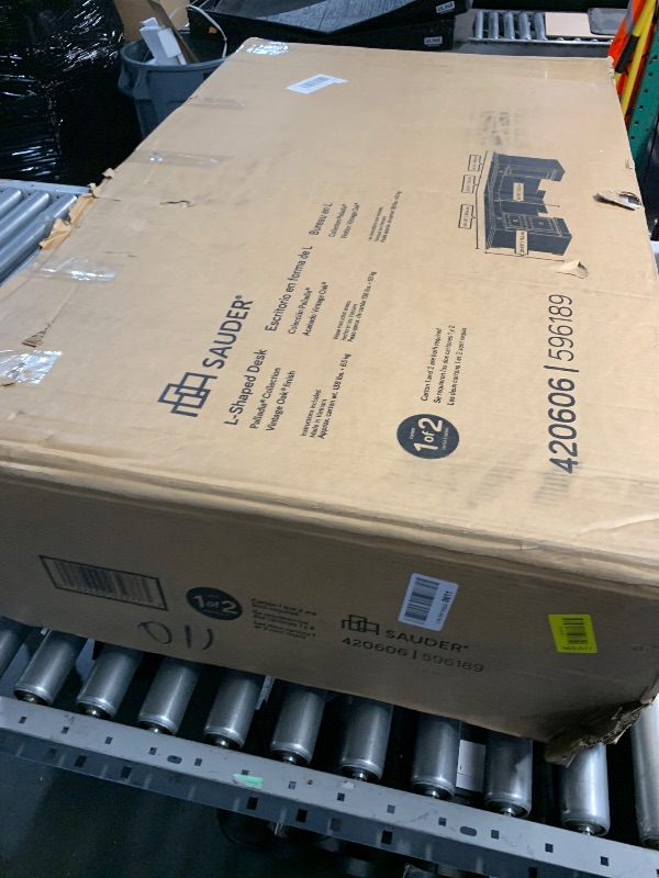 Photo 1 of ***Partial Set Box 1 of 2 Only**
Sauder Palladia L Shaped Desk with Drawers, Office Desk with File Cabinet Storage, Cable Management, Keyboard Tray, in Vintage Oak Finish