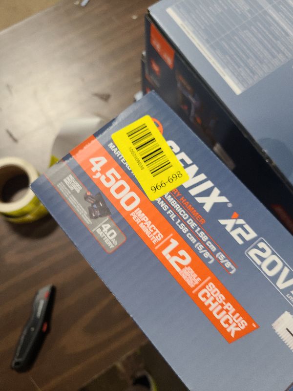 Photo 1 of SENIX X2 20 Volt Max* SDS-Plus Cordless 5/8" Rotary Hammer Drill with Brushless Motor, Auxiliary Handle, Dual Function, & Vibration Control, Includes Battery, Charger, & Storage Bag (PDRX2-M2)