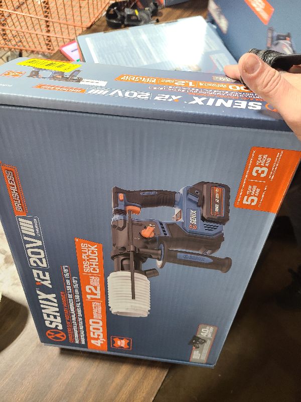 View 3 of SENIX X2 20 Volt Max* SDS-Plus Cordless 5/8" Rotary Hammer Drill with Brushless Motor, Auxiliary Handle, Dual Function, & Vibration Control, Includes Battery, Charger, & Storage Bag (PDRX2-M2)