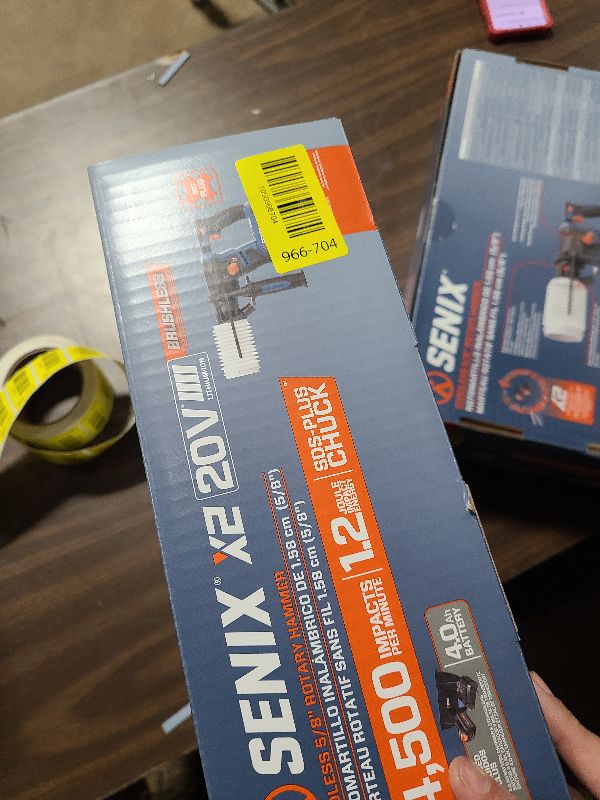 Photo 1 of SENIX X2 20 Volt Max* SDS-Plus Cordless 5/8" Rotary Hammer Drill with Brushless Motor, Auxiliary Handle, Dual Function, & Vibration Control, Includes Battery, Charger, & Storage Bag (PDRX2-M2)