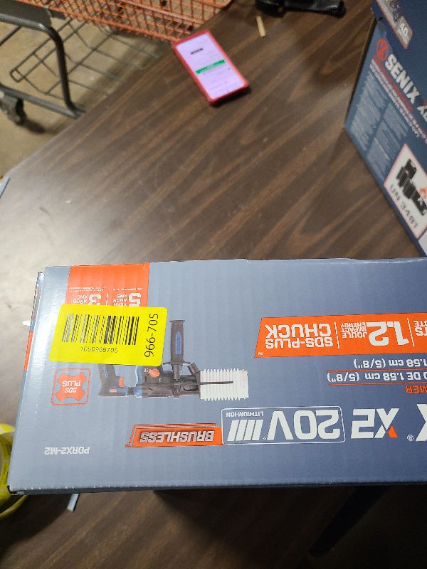 Photo 1 of SENIX X2 20 Volt Max* SDS-Plus Cordless 5/8" Rotary Hammer Drill with Brushless Motor, Auxiliary Handle, Dual Function, & Vibration Control, Includes Battery, Charger, & Storage Bag (PDRX2-M2)