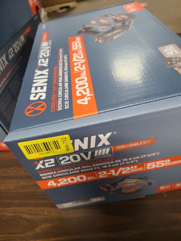 View 2 of SENIX 20V Max 7-1/4" Circular Saw for Wood Cutting | Cordless Circular Saw with 4.0Ah Battery & Charger | 4200RPM Brushless Motor, LED Light, 55° Bevel | Storage Bag Included (PSCX2-M3)