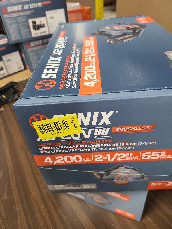 View 2 of SENIX 20V Max 7-1/4" Circular Saw for Wood Cutting | Cordless Circular Saw with 4.0Ah Battery & Charger | 4200RPM Brushless Motor, LED Light, 55° Bevel | Storage Bag Included (PSCX2-M3)