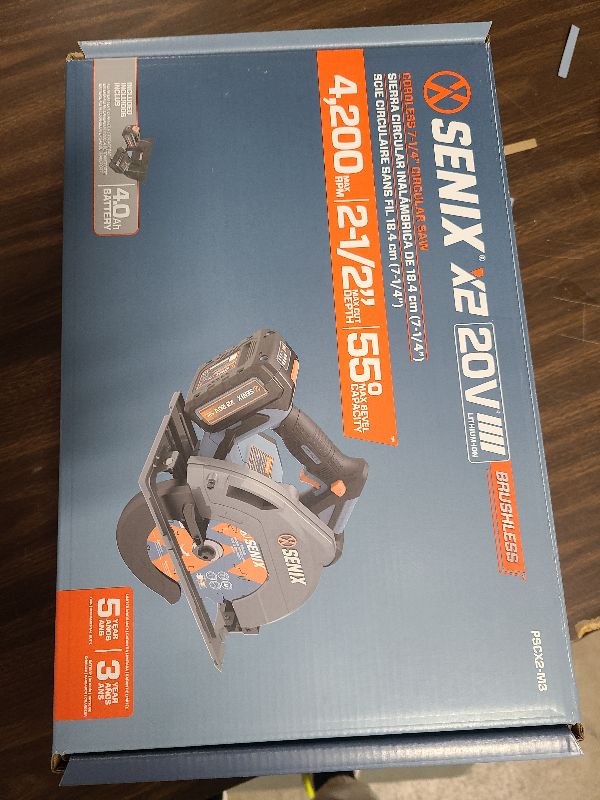 Photo 1 of SENIX 20V Max 7-1/4" Circular Saw for Wood Cutting | Cordless Circular Saw with 4.0Ah Battery & Charger | 4200RPM Brushless Motor, LED Light, 55° Bevel | Storage Bag Included (PSCX2-M3)