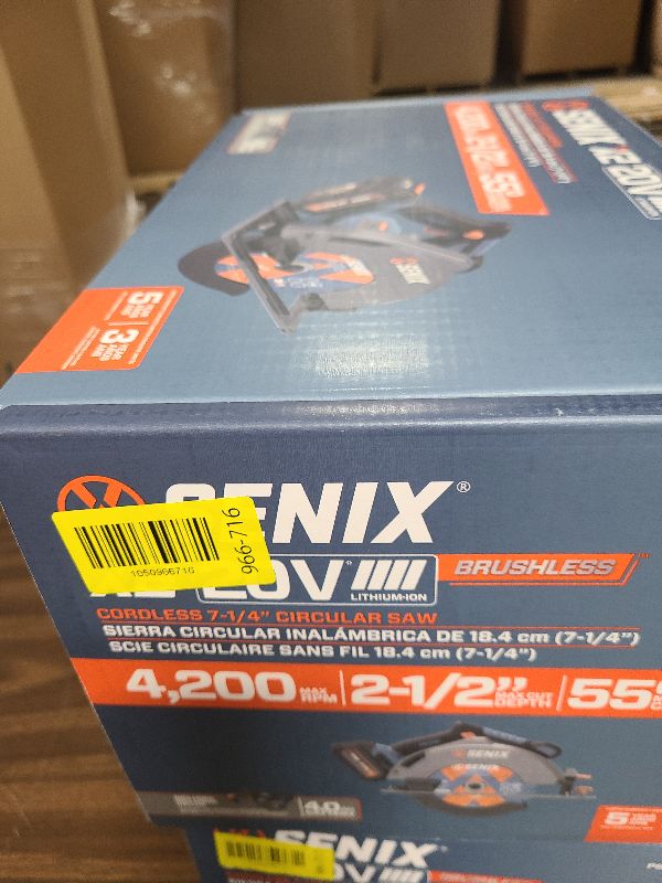 View 2 of SENIX 20V Max 7-1/4" Circular Saw for Wood Cutting | Cordless Circular Saw with 4.0Ah Battery & Charger | 4200RPM Brushless Motor, LED Light, 55° Bevel | Storage Bag Included (PSCX2-M3)