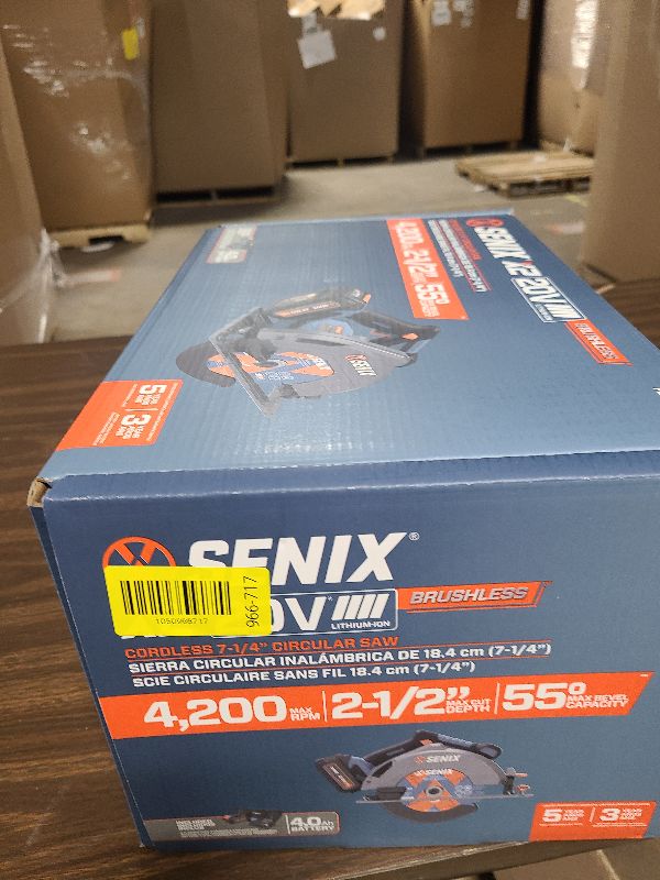 View 2 of SENIX 20V Max 7-1/4" Circular Saw for Wood Cutting | Cordless Circular Saw with 4.0Ah Battery & Charger | 4200RPM Brushless Motor, LED Light, 55° Bevel | Storage Bag Included (PSCX2-M3)