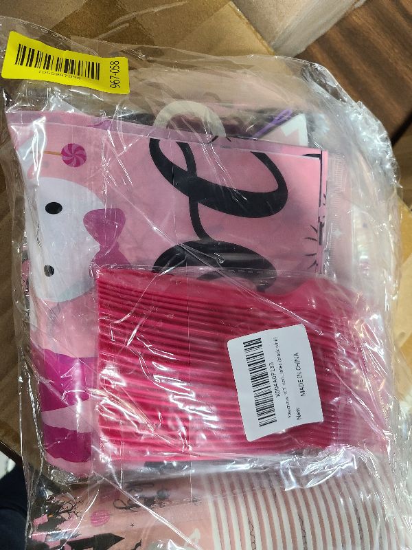 Photo 1 of 182Pcs Spooky One Birthday Decorations Girl Halloween 1st Birthday Party Decorations with Pink Plates and Napkins for Halloween Decorations Girl