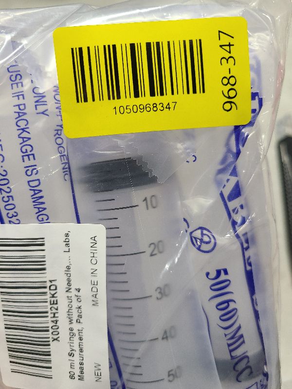 Photo 1 of 60 ml Syringe without Needle, Syringe for Liquid with Cap, Oral, Scientific Labs, Measurement, Pack of 4