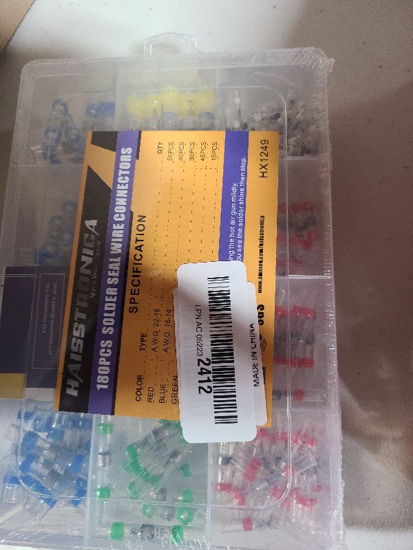 View 2 of 180PCS Solder Seal Wire Connectors-haisstronica Heat Shrink Solder Wire Connectors-Waterproof Butt Connectors - Insulated Electrical Connectors Butt Splice(5Colors/5Size)