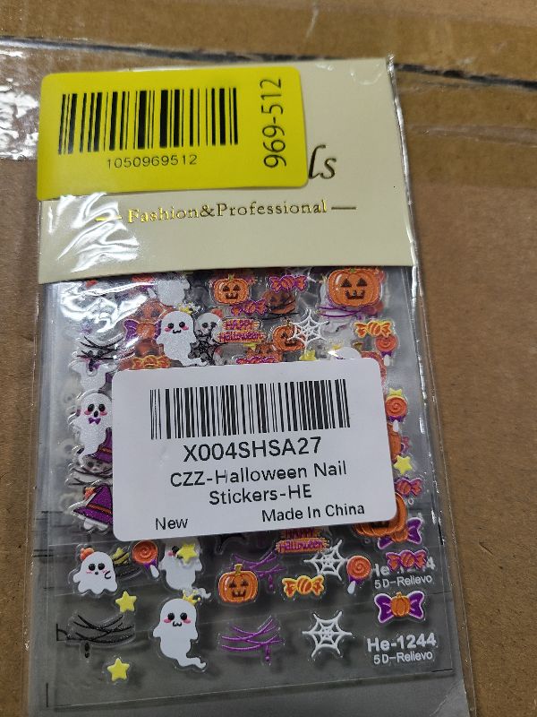 Photo 1 of 12Pcs Halloween Nail Stickers - 5D Embossed Halloween Nail Decals - Self-Adhesive Hand Bones Skull Spider Web Pumpkin Nail Design Decorations for Halloweens DIY Manicure Supplies