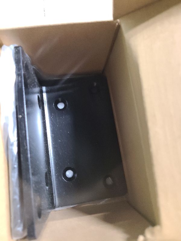 View 2 of 2 Pcs 5" Black Heavy Duty L Right Angle Steel Brackets,90 Degree Metal Corner Countertop Bracket,Countersunk Design Max Load 230LB for Timber Wood Furniture Shelves Support.Thickness 5mm