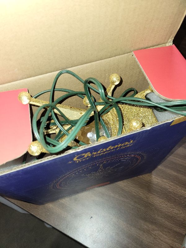 Photo 1 of 2025 Upgraded Christmas Tree Topper Projector Light with Rotating Bright LED & Wide Coverage, Universal Fit for Any Height Tree, Easy Install, Stable Base, Holiday & Party Decorations (Starlight Gold)