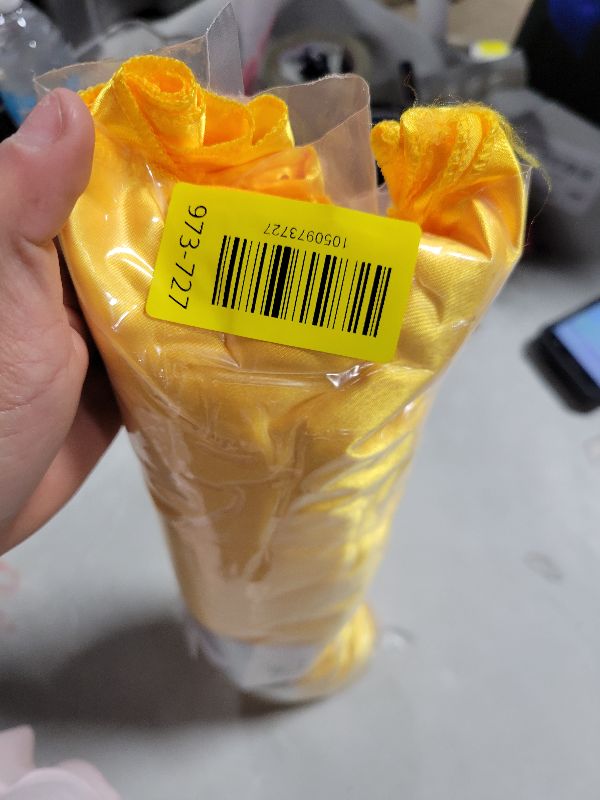 Photo 1 of 2 Panels Yellow Backdrop Curtain, 10 x 10 Feet Satin Background Curtains for Parties, Weddings, Baby Showers, Halloween, Christmas Birthday Party Photoshoot Backdrop Curtains Decorations