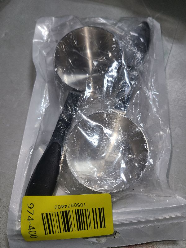 Photo 1 of 2 Pack 1/4 Cup Measuring Cup Stainless Steel Measuring Cups Metal Coffee Scoop Measurings Cups with Black Silicone Handle 60 ML Coffee Measurings Scoops