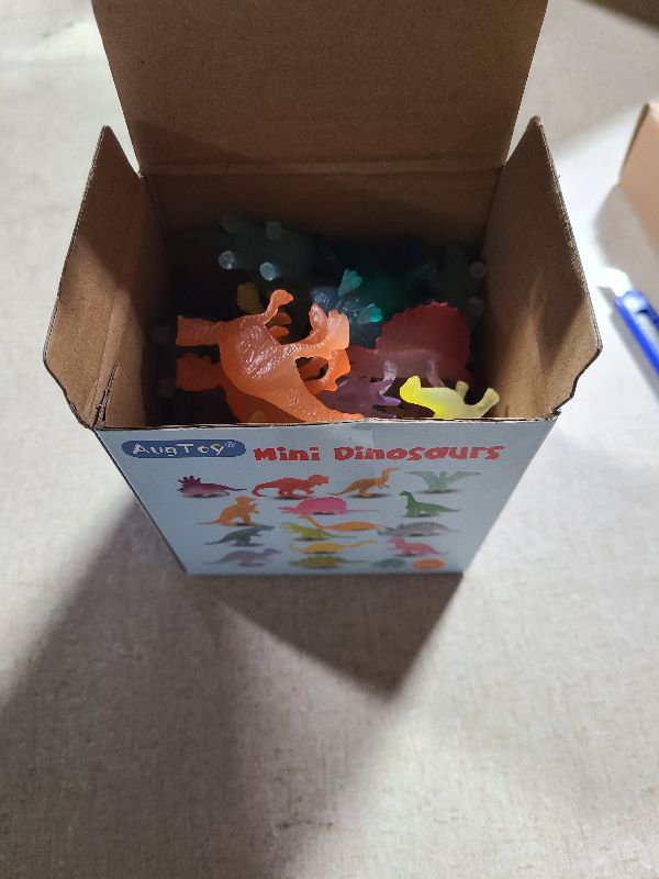 Photo 1 of 48Pcs Glow in Dark Mini Dinosaur Figures Kids Valentines Day Gifts School Birthday Party Favors Supplies Dino Cupcake Toppers Pinata Goodie Bags Stuffers Classroom Prizes Carnival Treasure Bulk Toy