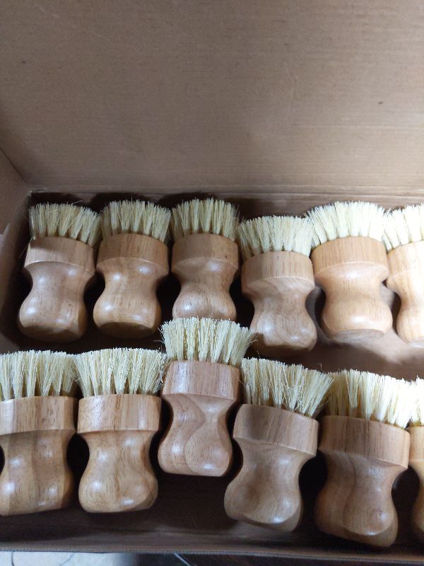 Photo 1 of 12 Pcs Bamboo Dish Scrub Brushes Kitchen Dishwashing Cleaning Brush Wooden Scrubbers Set Sisal Bristles Cleaner Scrubber for Washing Cast Iron Pan Pot Sink Spatula