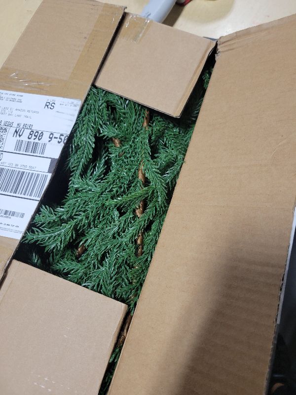 Photo 1 of 2 Pack 6FT Real Touch Norfolk Pine Garland – Artificial Evergreen Greenery Christmas Decoration for Mantel, Staircase, Table, Indoor Outdoor Rustic Farmhouse Winter Holiday Decor