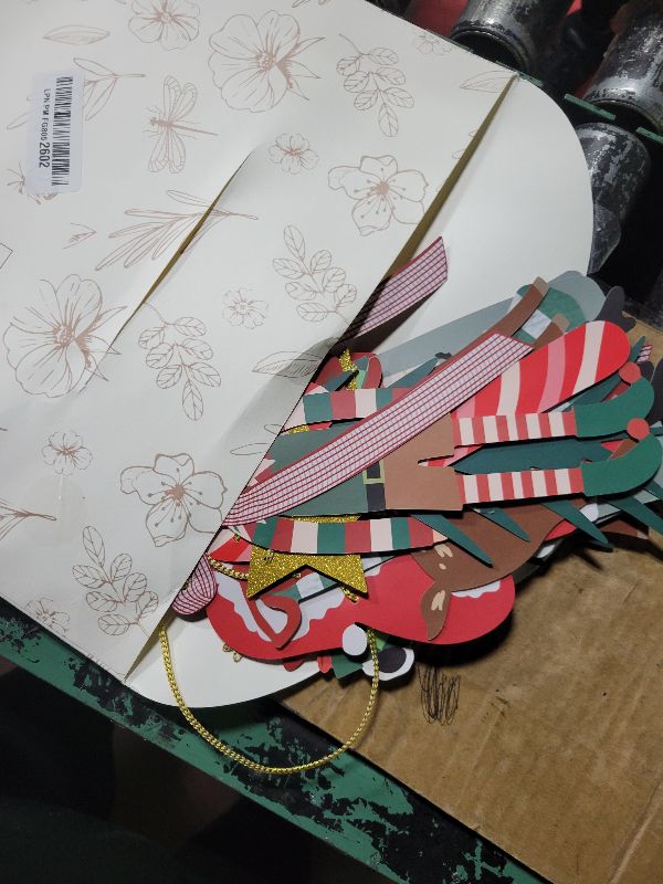 Photo 1 of 1 Merry Christmas Banner Christmas Party Decorations with Santa Claus Stocking Reindeer Candy Cane Garland Banner for Xmas Fireplace Holiday Home Window Indoor Decor New Year Winter Party Supplies