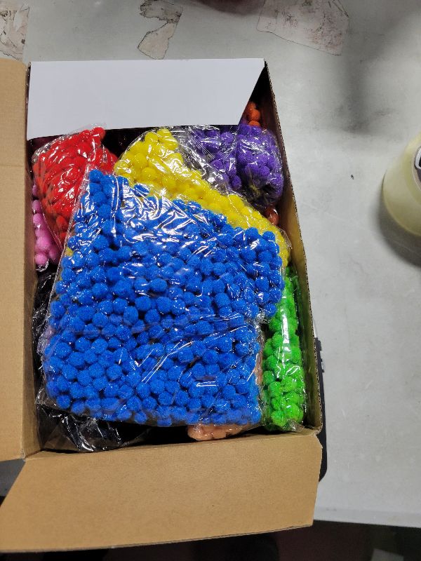 Photo 1 of 10000 Pcs Multicolor Pom Poms for Crafts 1 cm Fuzzy Craft Balls for Family Classroom DIY Creative Christmas Decorations