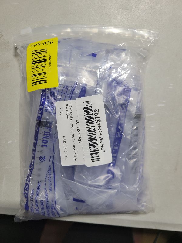 Photo 1 of 10ml Syringe with Cap,10ml Syringe Without Needle for Liquids,12 Pack Sterile Packaged