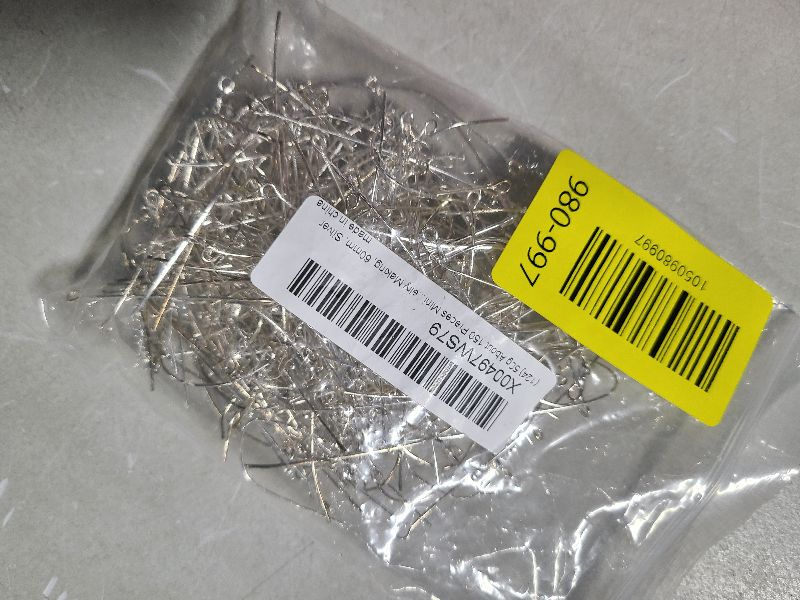 Photo 1 of 50g About 150 Pieces Mini Eye Head Pins 9-Shaped Eye Pin Open Eye Pins Jewelry Making Pins Open Eye Head Pins Metal Wire Eyepins for Charm Beads DIY Jewelry Making, 60mm, Silver