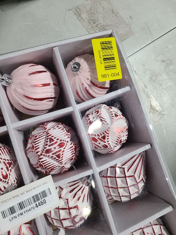 Photo 1 of 16PCS Shatterproof Christmas Ball Ornaments Set, Hand-Painted Holiday Decor with Assorted Sizes & Designs for Christmas Tree Thanksgiving Party Decoration, Red-White