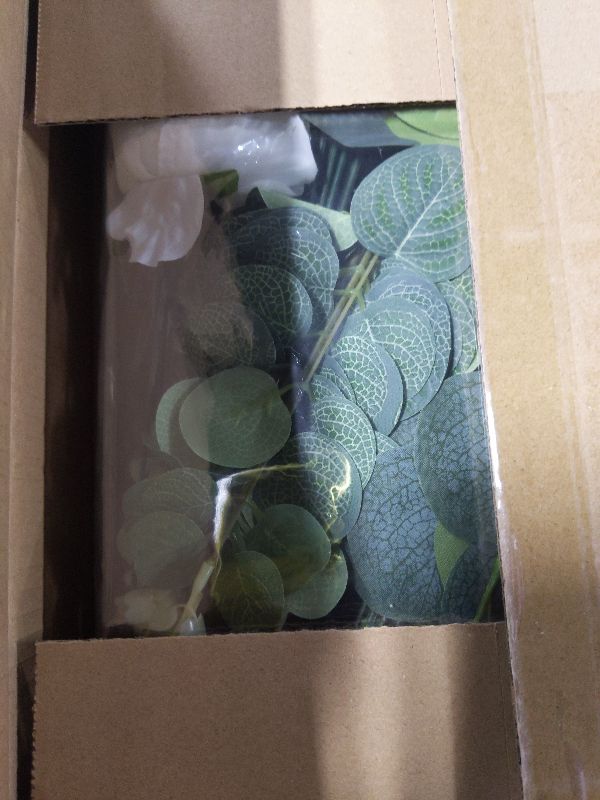 Photo 1 of 120Pcs 15 Kinds Mixed Artificial Eucalyptus Leaves Stems and Faux Flowers Bulk, Fake Silver Dollar Eucalyptus Bundle Plants Greenery Branches for Wedding Vase Bouquets Floral Arrangement Home Decor