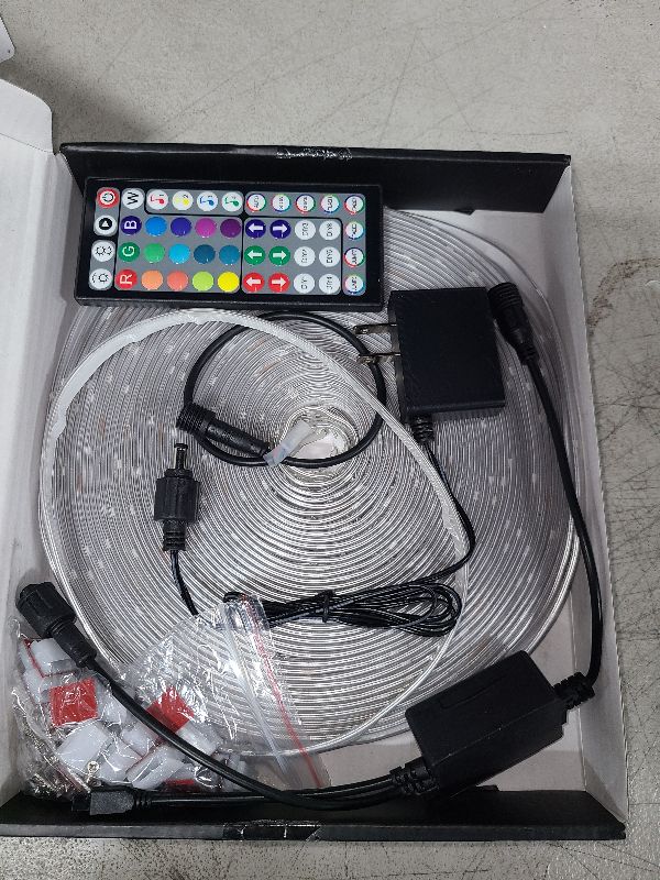 Photo 1 of 100FT Outdoor LED Strip Lights, IP68 RGB LED Lights with Remote and APP Control, Outdoor Strip Lights for Pool, Balcony, Roof, Garden, Stairs (1 Roll)