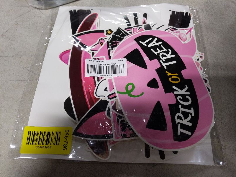 Photo 1 of 30 Pcs Pink Halloween DIY Selfie Props Kits, Paper Pumpkin Ghost Photo Booth Props for Halloween Party Decoration