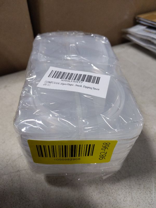 Photo 1 of 10pcs Double Compartment Condiment Container with Lids, Mini Plastic Snack Containers,BPA Free,Microwave Safe,Leakproof Food Storage, To Go Food Containers,Take Out Sauce Container