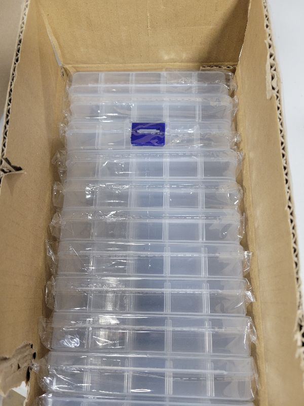 Photo 1 of 24 Pcs Fishing Candy Tackle Boxes Party Favors, Small Tackle Box Clear Fishing Box with Grid Dividers for Lure Container Fishing Hooks (24)