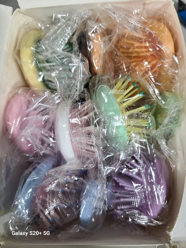 Photo 1 of 12 Pack Mini Hair Brush Bulk Soft Brush For Hair Travel Detangler Wet Hair Brush Pocket Travel Hair Brush Soft Bristles Hair Brush Small Paddle Hair Brush For Men Women 8 Colors